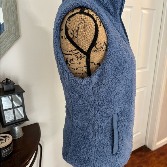 patagonia fleece Los Gatos‎ Vest Women Medium Blue Light Navy Warm Soft Pockets - Picture 7 of 10